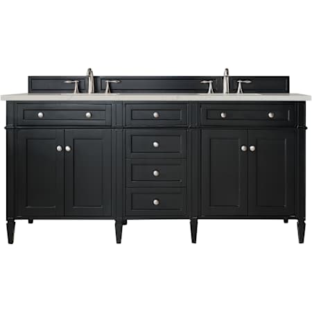 James Martin Vanities Brittany 72" Free Standing Double Basin Poplar Wood Vanity Set with Stone Composite Top and Rectangular Sinks Black Onyx