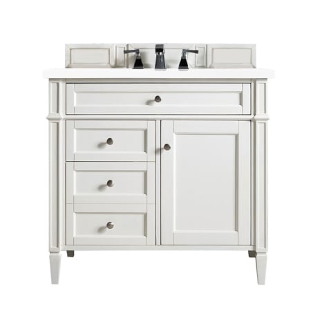 James Martin Vanities Brittany 36" Free Standing Single Basin Poplar Wood Vanity Set with Stone Composite Top and Rectangular Sink Bright White