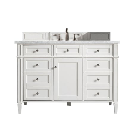 James Martin Vanities Brittany 48" Free Standing Single Basin Poplar Wood Vanity Set with Marble Top and Rectangular Sink Bright White
