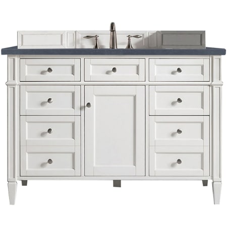 James Martin Vanities Brittany 48" Free Standing Single Basin Poplar Wood Vanity Set with Stone Composite Top and Rectangular Sink Bright White