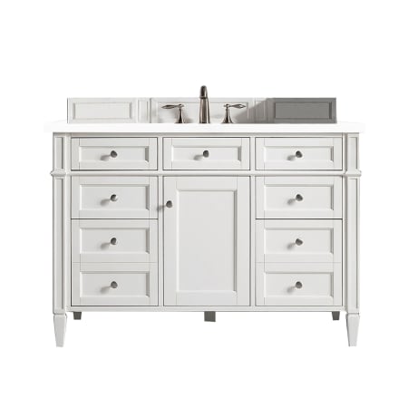 James Martin Vanities Brittany 48" Free Standing Single Basin Poplar Wood Vanity Set with Stone Composite Top and Rectangular Sink Bright White
