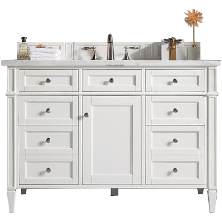 James Martin Vanities Brittany 48" Free Standing Single Basin Poplar Wood Vanity Set with Stone Composite Top and Rectangular Sink Bright White