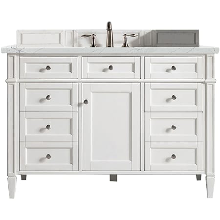 James Martin Vanities Brittany 48" Free Standing Single Basin Poplar Wood Vanity Set with Stone Composite Top and Rectangular Sink Bright White