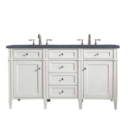 James Martin Vanities Brittany 60" Free Standing Double Basin Poplar Wood Vanity Set with Stone Composite Top and Rectangular Sinks Bright White