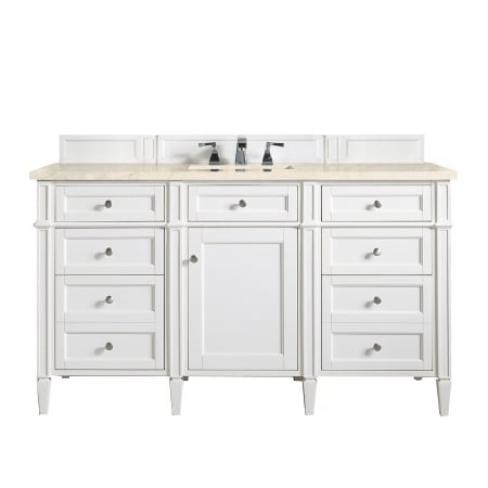 James Martin Vanities Brittany 60" Free Standing Single Basin Vanity Set with Cabinet and Quartz Vanity Top Bright White