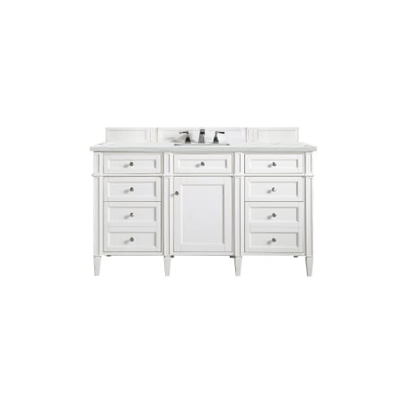 James Martin Vanities Brittany 60" Free Standing Single Basin Vanity Set with Cabinet and Quartz Vanity Top Bright White