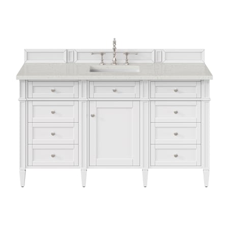 James Martin Vanities Brittany 60" Free Standing Single Basin Poplar Wood Vanity Set with Stone Composite Top and Rectangular Sink Bright White
