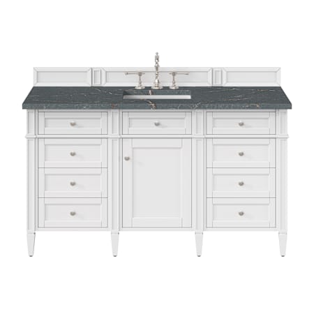 James Martin Vanities Brittany 60" Free Standing Single Basin Vanity Set with Stone Composite Top and Rectangular Sink Bright White