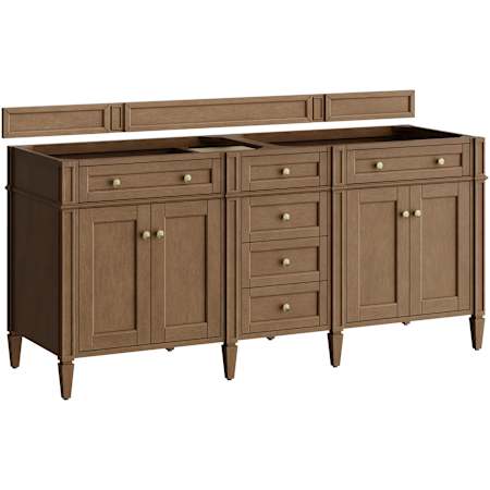 James Martin Vanities Brittany 72" Free Standing Double Basin Poplar Wood Vanity Pecan