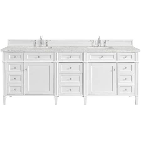 James Martin Vanities Brittany 84" Free Standing Double Basin Poplar Wood Vanity Set with Stone Composite Top and Rectangular Sinks Bright White