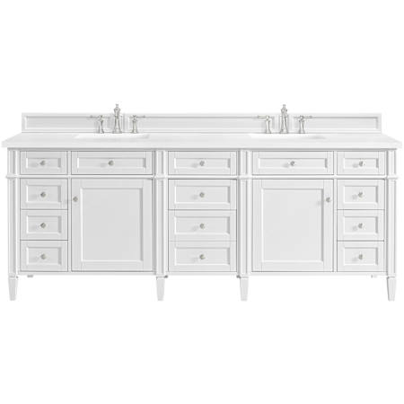 James Martin Vanities Brittany 84" Free Standing Double Basin Poplar Wood Vanity Set with Stone Composite Top and Rectangular Sinks Bright White
