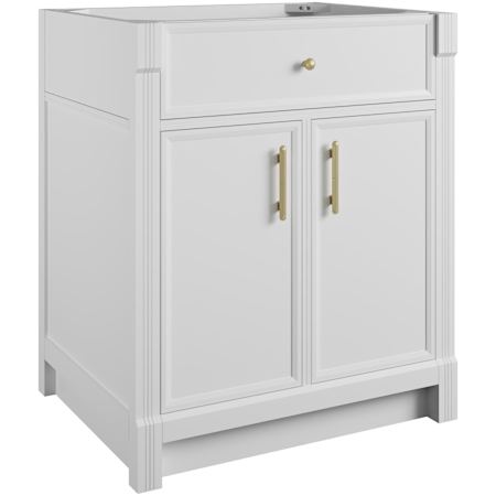 James Martin Vanities Bellshire 30" Single Free Standing Poplar Wood Vanity Cabinet Only with USB Port and Electrical Outlet Bright White
