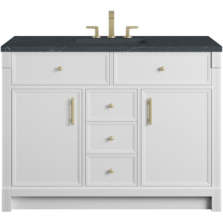 James Martin Vanities Bellshire 48" Free Standing Single Basin Poplar Wood Vanity Set with Stone Composite Top, Rectangular Sink, USB Port(s), and Electrical Outlet(s) Bright White