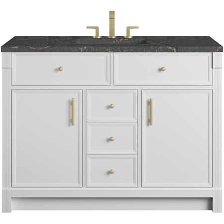 James Martin Vanities Bellshire 48" Free Standing Single Basin Poplar Wood Vanity Set with Stone Composite Top, Rectangular Sink, USB Port(s), and Electrical Outlet(s) Bright White