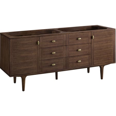 James Martin Vanities Amberly 72" Free Standing or Wall Mounted Double Basin Rubberwood Vanity Cabinet Only with USB Port and Electrical Outlet Mid-Century Walnut