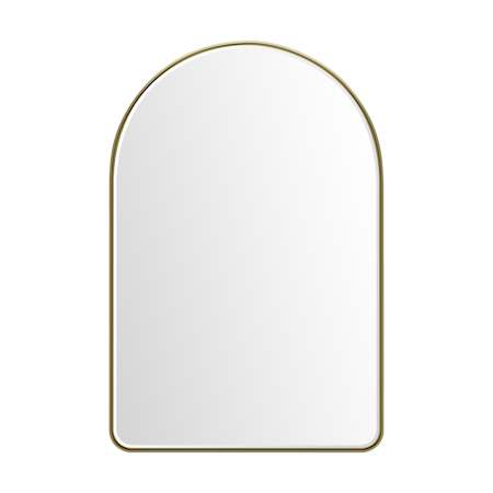 James Martin Vanities Rohe 24"W x 36"H Arched Beveled Framed Wall Mounted Bathroom Mirror Champagne Brass