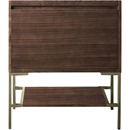 James Martin Vanities Mantova 32" Free Standing Single Basin Vanity Cabinet Only with Champagne Brass Base - Less Vanity Top Mid-Century Walnut