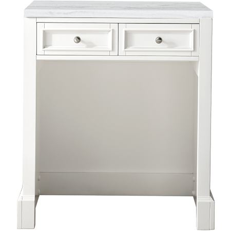 James Martin Vanities De Soto 30" Makeup Vanity Set with Arctic Fall Solid Surface Top Bright White