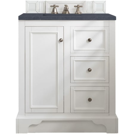 James Martin Vanities De Soto 30" Free Standing Single Basin Vanity Set with Wood Cabinet and Charcoal Soapstone Quartz Vanity Top Bright White