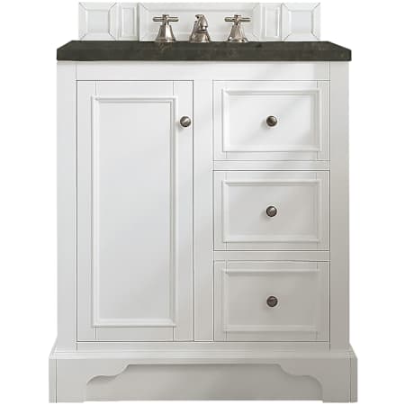 James Martin Vanities De Soto 30" Free Standing Single Basin Birch Wood Vanity Set with Solid Surface Top and Rectangular Sink Bright White
