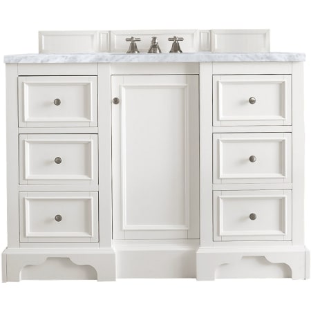James Martin Vanities De Soto 50" Free Standing Single Vanity Set with Wood Cabinet and Carrara Marble Vanity Top Bright White