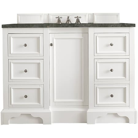 James Martin Vanities De Soto 48" Free Standing Single Basin Birch Wood Vanity Set with Solid Surface Top, Rectangular Sink, USB Port(s), and Electrical Outlet(s) Bright White