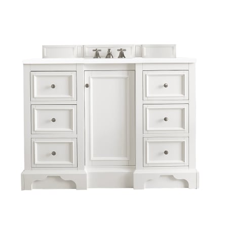 James Martin Vanities De Soto 48" Free Standing Single Basin Vanity Set with Wood Cabinet, 3cm Quartz Vanity Top, USB Port and Electrical Outlet Bright White