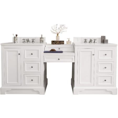 James Martin Vanities De Soto 82" Free Standing Double Vanity Set with Wood Cabinet and Arctic Fall Stone Composite Vanity Top Bright White