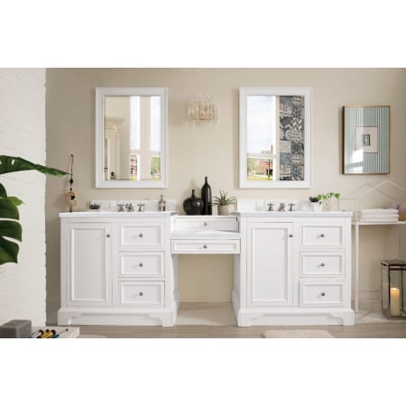 James Martin Vanities De Soto 94" Free Standing Double Vanity Set with Wood Cabinet and Arctic Fall Stone Composite Vanity Top Bright White