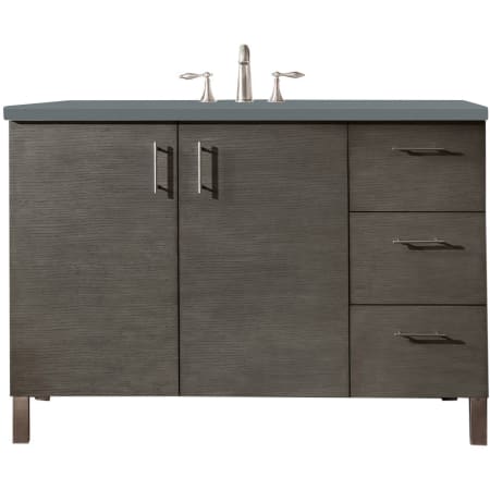 James Martin Vanities Metropolitan 48" Wall Mounted or Free Standing Single Basin Hardwood Vanity Set with 3 cm Cala Blue Quartz Vanity Top and Rectangular Sink Silver Oak