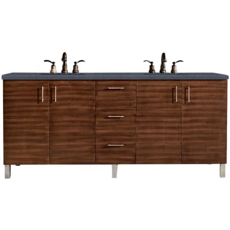 James Martin Vanities Metropolitan 72" Free Standing or Wall Mounted / Floating Double Basin Vanity Set with Wood Cabinet and Charcoal Soapstone Quartz Vanity Top American Walnut