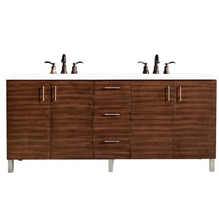 James Martin Vanities Metropolitan 72" Free Standing Double Basin Vanity Set with Wood Cabinet and 3cm Quartz Vanity Top American Walnut
