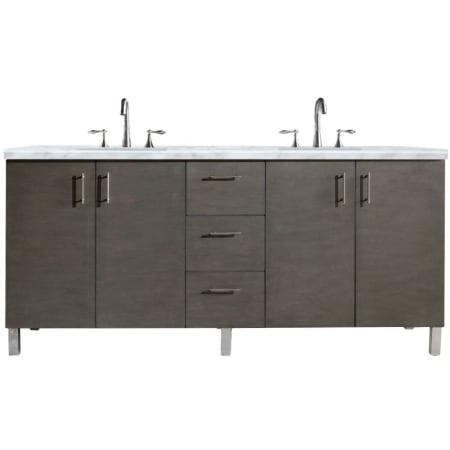 James Martin Vanities Metropolitan 72" Free Standing or Wall Mounted / Floating Double Basin Vanity Set with Wood Cabinet and Carrara Marble Vanity Top Silver Oak