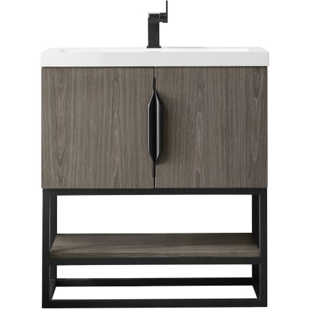 James Martin Vanities Columbia 32" Free Standing Single Basin Birch Wood Vanity Set with Stone Composite Top Ash Gray