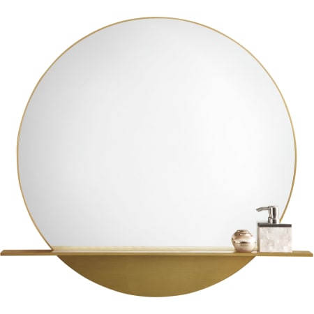 James Martin Vanities Platform 39-3/8" W x 36" H Circular Metal Framed Bathroom Wall Mirror Radiant Gold