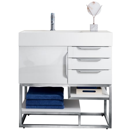 James Martin Vanities Columbia 36" Single Free Standing Vanity Cabinet - Less Vanity Top Glossy White