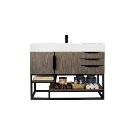 James Martin Vanities Columbia 48" Free Standing Single Basin Vanity Set with Cabinet and Stone Composite Vanity Top Ash Gray