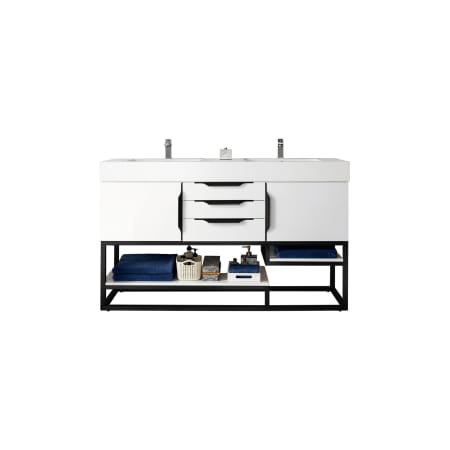 James Martin Vanities Columbia 59" Double Free Standing Vanity Cabinet - Less Vanity Top Glossy White