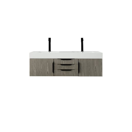 James Martin Vanities Columbia 60" Wall Mounted Double Basin Vanity Set with Cabinet and Stone Composite Vanity Top Ash Gray