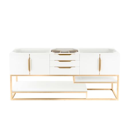 James Martin Vanities Columbia 72" Double Free Standing Vanity Cabinet - Less Vanity Top Glossy White