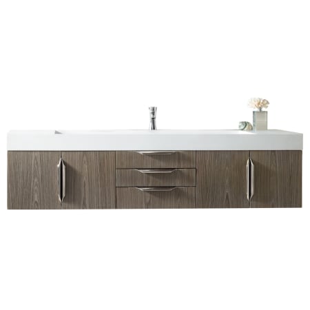 James Martin Vanities Columbia 72" Wall Mounted Single Basin Vanity Set with Cabinet and Stone Composite Vanity Top Ash Gray