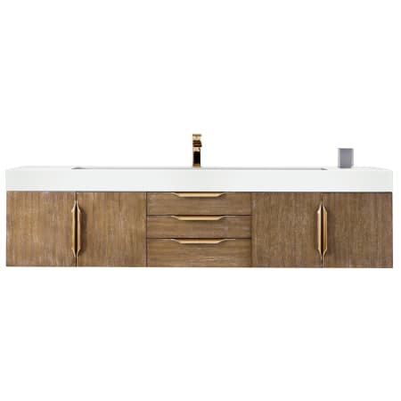 James Martin Vanities Columbia 72" Wall Mounted Single Basin Vanity Set with Cabinet and Stone Composite Vanity Top Latte Oak
