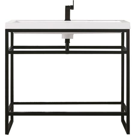James Martin Vanities Boston 39-3/8" Rectangular Porcelain Console Bathroom Sink with Overflow and Single Faucet Hole Matte Black