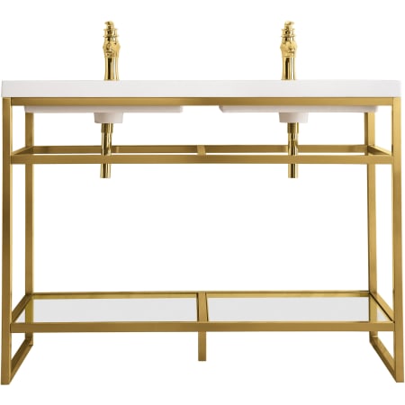 James Martin Vanities Boston 47-5/16" Rectangular Porcelain Console Bathroom Sink with Overflow and Single Faucet Hole Radiant Gold