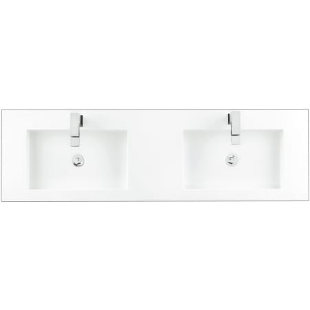 James Martin Vanities 59" Stone Composite Vanity Top with 2 Integrated Stone Composite Sinks and 1 Faucet Hole Glossy White