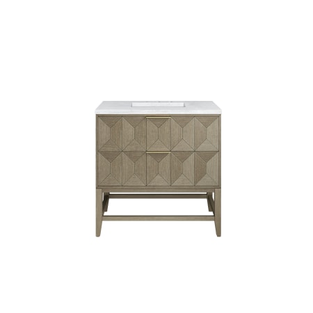 James Martin Vanities Emmeline 36" Free Standing Single Basin Vanity Set with Cabinet and Solid Surface Vanity Top Pebble Oak / Arctic Fall