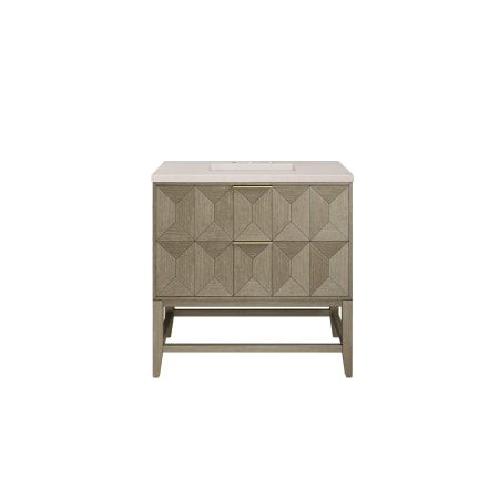 James Martin Vanities Emmeline 36" Free Standing Single Basin Vanity Set with Cabinet and Quartz Vanity Top Pebble Oak / Eternal Marfil