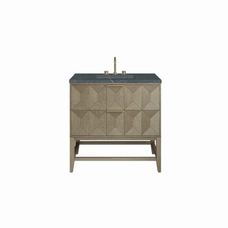 James Martin Vanities Emmeline 36" Single Basin Ash Wood Vanity Set with 3cm Parisien Bleu Silestone Quartz Vanity Top and Rectangular Sink Pebble Oak