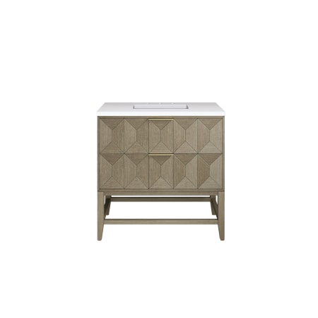 James Martin Vanities Emmeline 36" Free Standing Single Basin Vanity Set with Cabinet and Quartz Vanity Top Pebble Oak / White Zeus