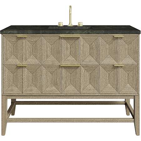 James Martin Vanities Emmeline 48" Free Standing Single Basin Vanity Set with Solid Surface Top and Rectangular Sink Pebble Oak